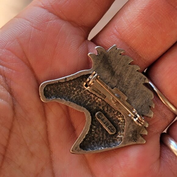 Vintage silver horse head AJRCO equestrian brooch or pin - Picture 15 of 16